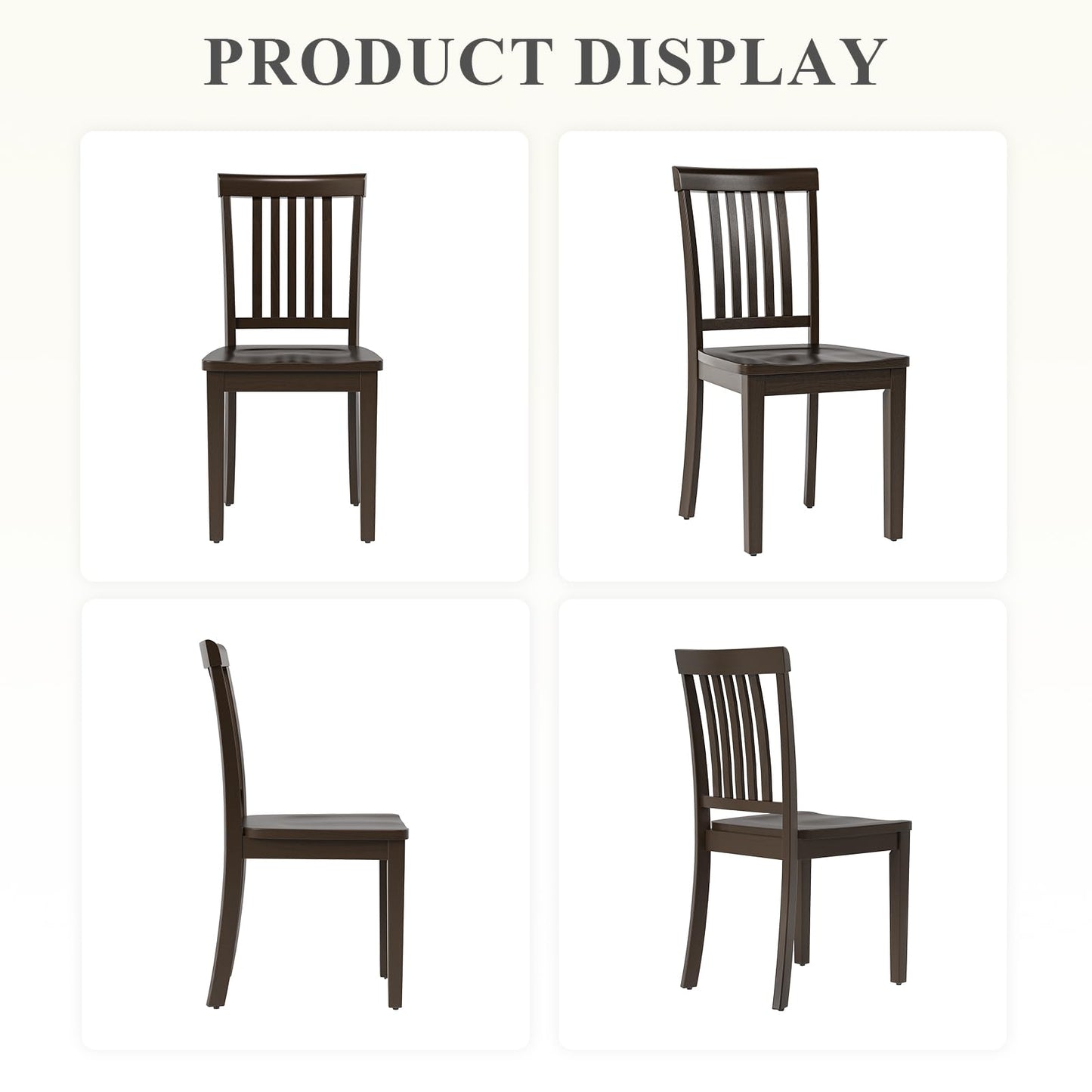 Homixis Dining Chairs Set of 6, Farmhouse Wood Chairs with Spindle High Backrest, 17.3 Inch Wood Chiars for Kitchen and Dining Room