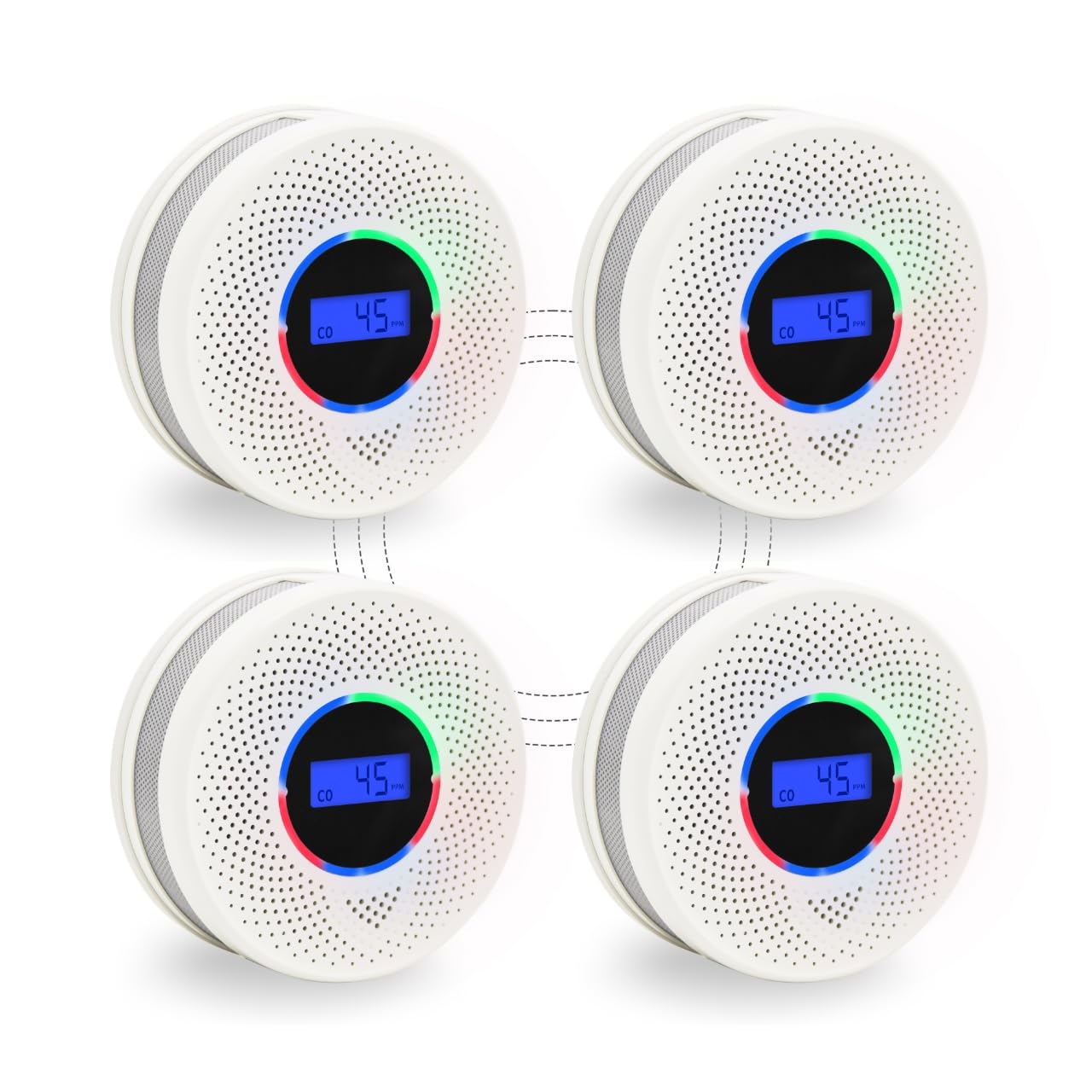 10-Year Battery Wireless Interconnected Smoke and Carbon Monoxide Detector, Smart Interlink Smoke CO Alarm with Digital Display, Fire and CO Combo Alarm for Home (4 Pack)