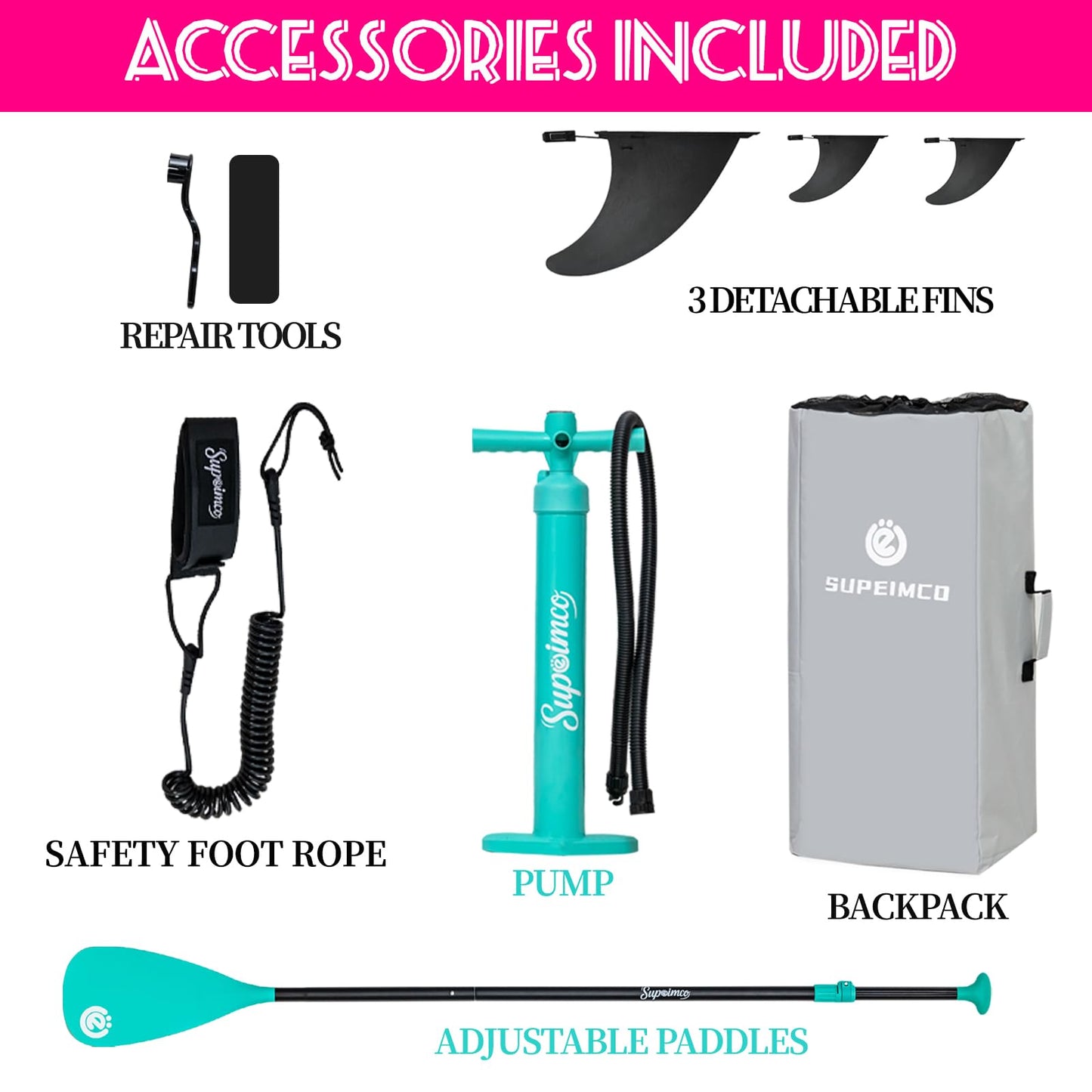 SUPEIMCO 10'6" Inflatable Stand Up Paddle Board - Upgraded Hot Melt Tech, Anti-Slip EVA Deck, Full Accessories for All Skill Levels (Adults & Youth)