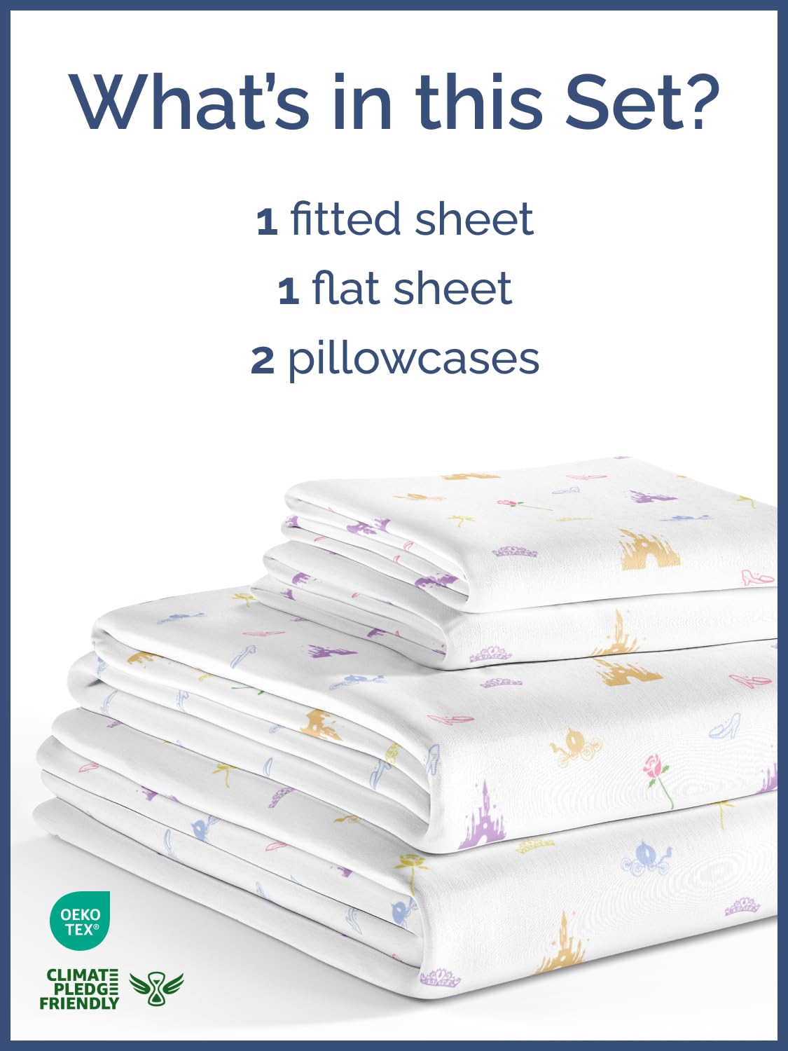 Kids Full Size Princess Bed Sheets - 4 Piece Kids Princess Sheet Set - Castle Themed Bedding - Ultra-Soft, Cute & Cozy - Breathable & Machine Washable - Rose Bed Set for Boys, Girls, Teens & Toddlers