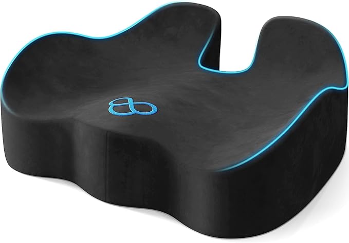 SofterCharm Seat Cushion with Carry Handle, Memory Foam for Tailbone/Sciatica Easing, Chair Cushions for Cars, Desks, Office Chair Cushion with Non-Slip Design, Ideal for Post-Surgery Recovery (Grey)