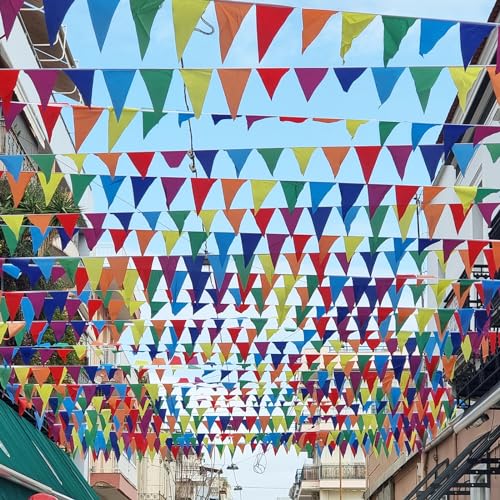 RUBFAC 1020ft 720pcs Colorful Pennant Banner Flags Multicolor Bunting String Triangle Flags Bulk, Garland for Grand Openin...
