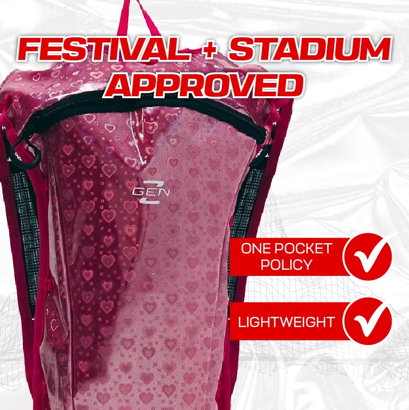 RAVERUNNER® Clear Hydration Pack – Festival-Approved Hydration Backpack Clear with 2L Bladder – Lightweight Clear Water Ba...
