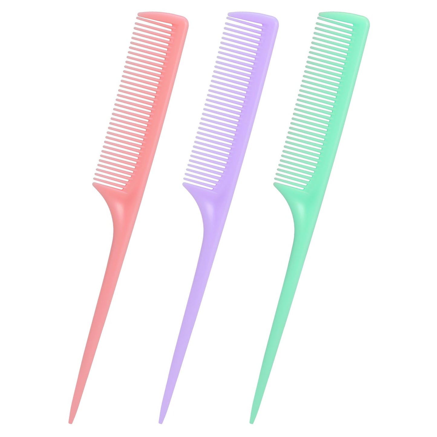 Rat Tail Comb Set-3Pcs Rat Tail Hair Teasing Fine Tooth Combs for Women Girls, Parting &Hair Styling Tools(Pink Purple Green)