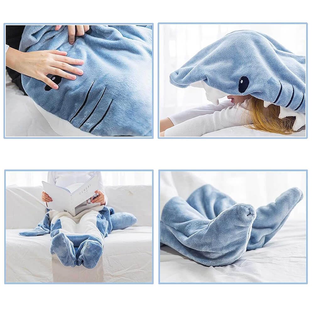 inkArts Shark Blanket Hoodie Adult, Wearable Shark Blanket, Shark Sleeping Bag, Soft Cozy Warm Flannel Hoodie, Shark Blanket Onesie