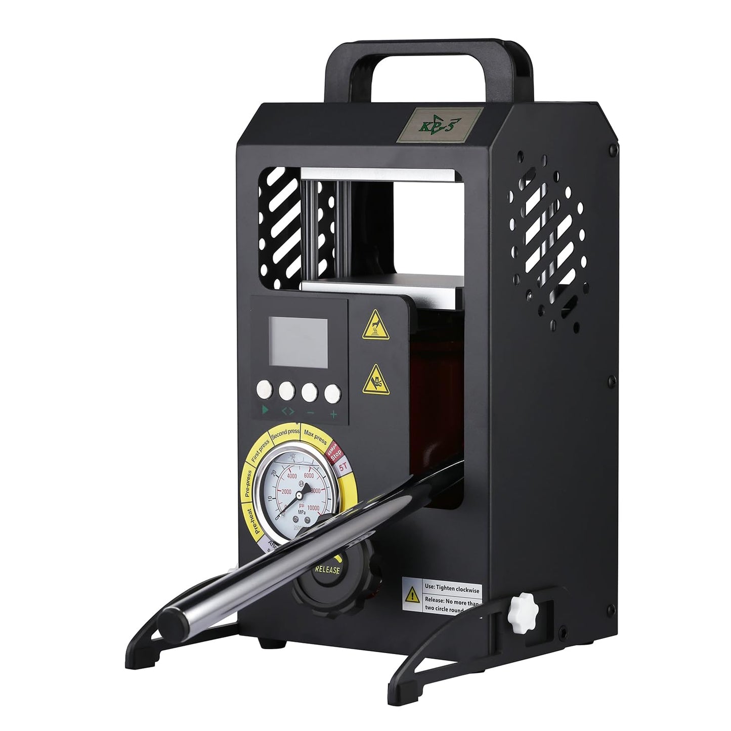 5 Tons Heat Press Machine with 4.7" X 4.1" Dual Heated Plates Manual Press with LCD Digital Display Screen & Precise Pressure Gauge 110V/220V