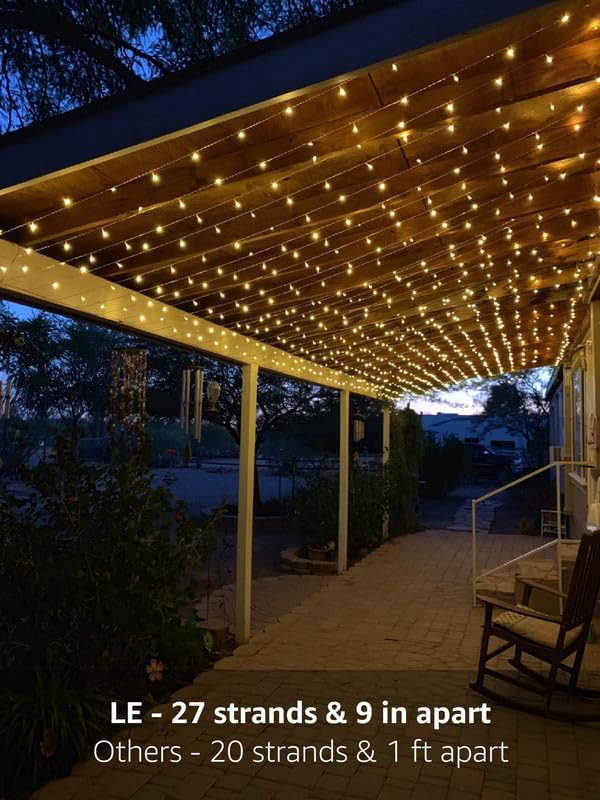Lighting EVER 594 LED Curtain Lights, 20 x 10 ft Plug in Hanging Fairy String Lights, Wedding Party Backdrop Lights, Twink...