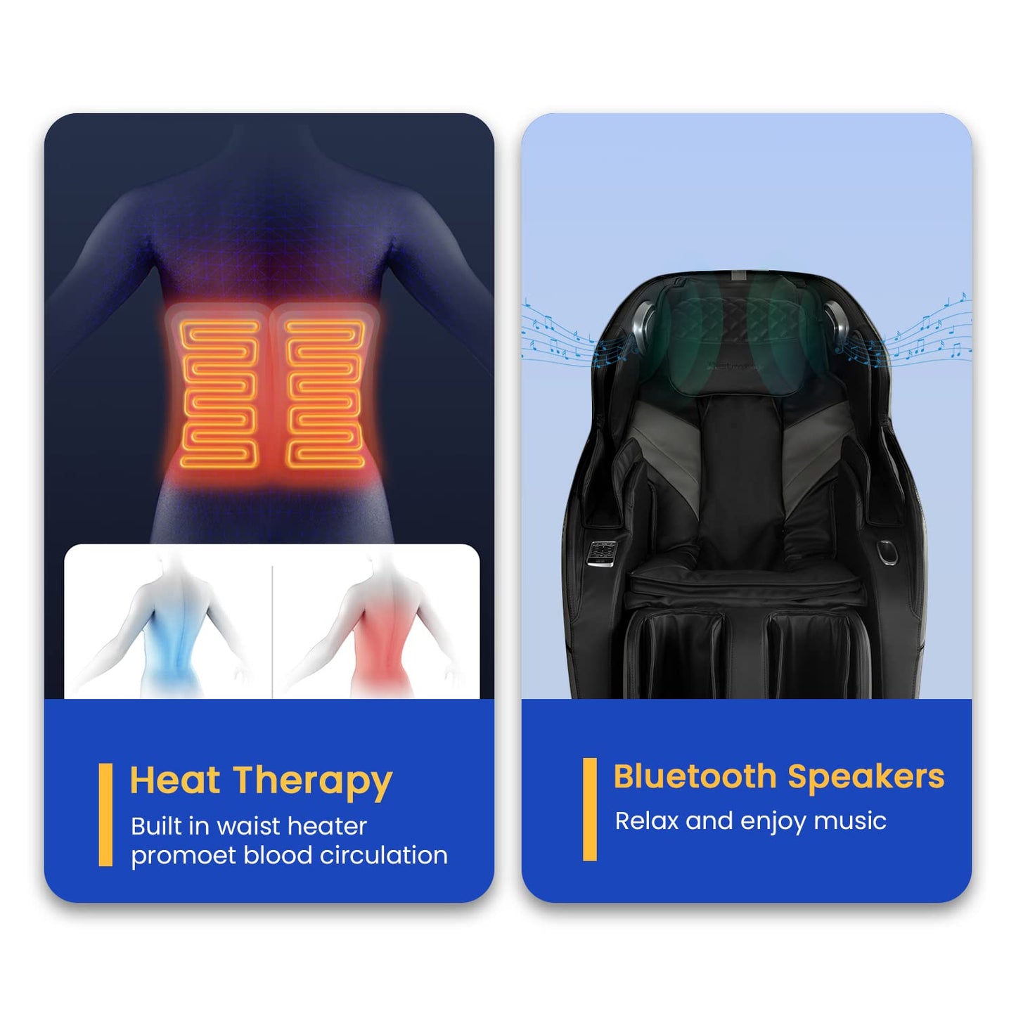 BestMassage SL Track Full Body Massage Chair, Recliner with Zero Gravity Airbag Massage Chair Bluetooth Speaker Foot Roller USB Charger,Black