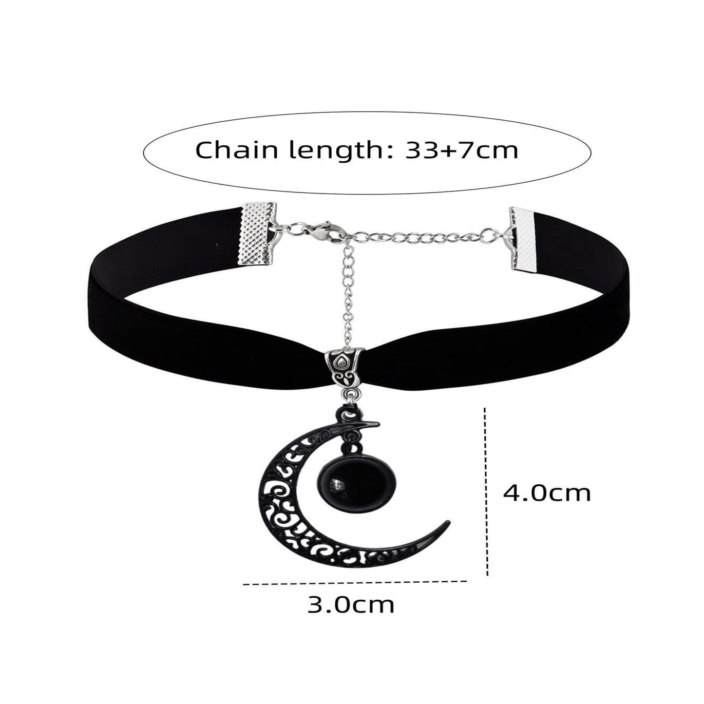 Gothic Moon Crystal Necklace Punk Style Moon Pendant Necklaces Vintage Black Crescent Necklace Dark Gothic Necklaces Costume Jew