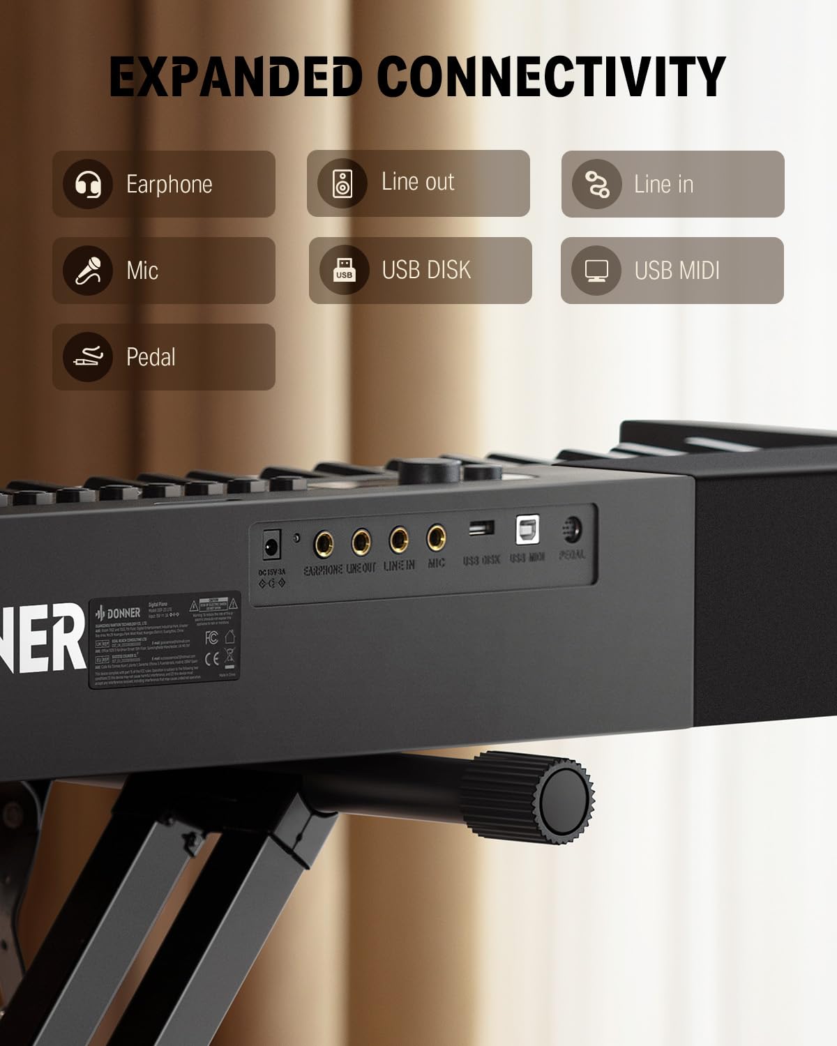 Donner DEP-20 Lite Digital Piano 88 Key Weighted Keyboard Full Size, Portable Electric Piano Set with Stand, Sustain Pedal and Keyboard Stickers, Gifts for Beginners Adults Teens
