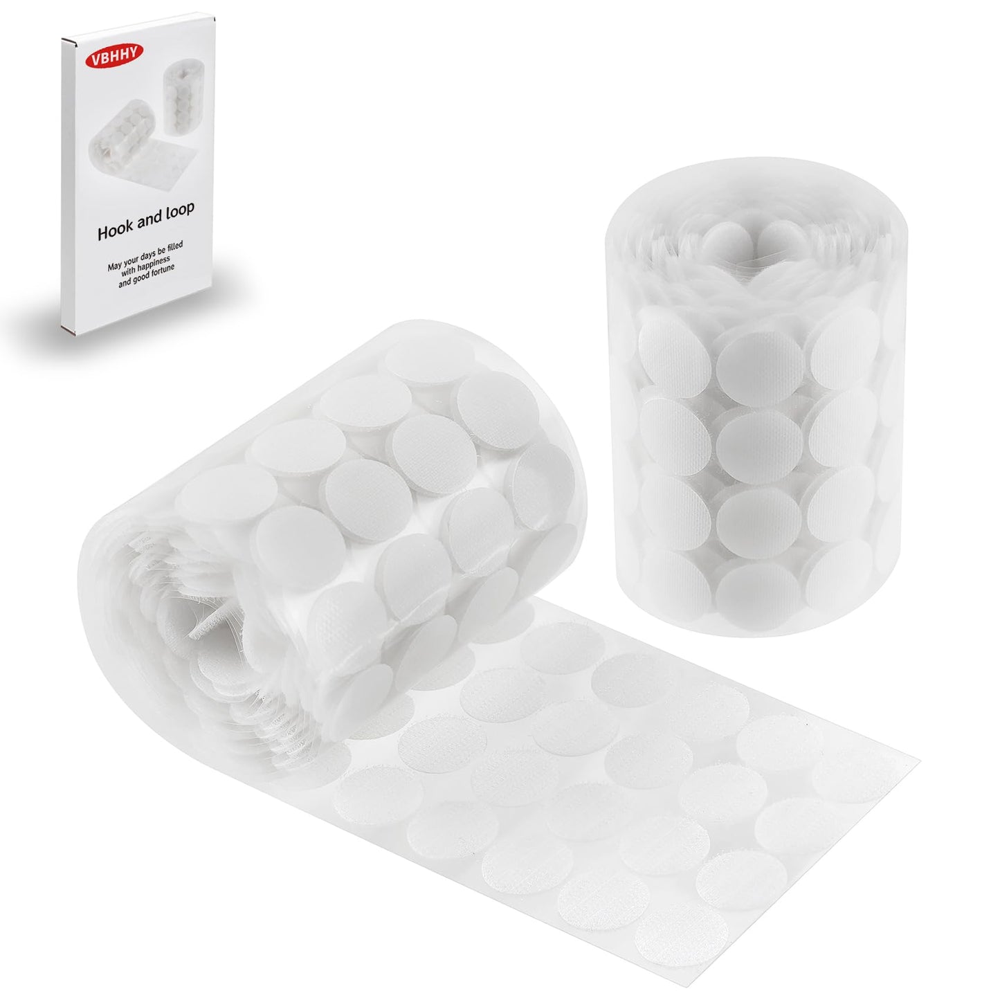 VBHHY Self Adhesive Dots, 200 Pcs(100 Pair Sets) 1 Inch Diameter Strong Self Adhesive Dots Nylon Sticky Back Specie Hook Loop Strips, Small Circle Dots Stickers Tapes, White