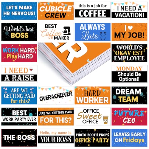 24 Designs Office Party Photo Booth Props Double Sided 11x5.5 Inch Photo Booth Props Corporate Party Water Proof Funny Adu...