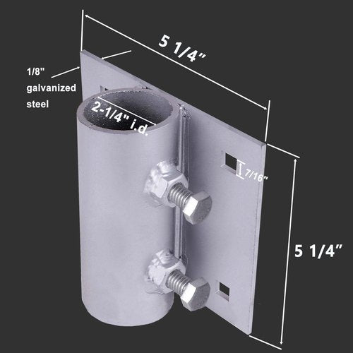 TPSHKE Dock Hardware 2.75" Galvanized Dock Pipe Leg Holder/Sleeve，Galvanized,Fully Welded for Greater Strength (4 Pack Side Leg Pipe Holder)