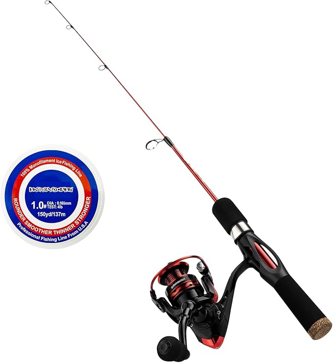 Ice Fishing Rod and Reel Combo, 27" Medium Light Spinning Ice Fishing Pole