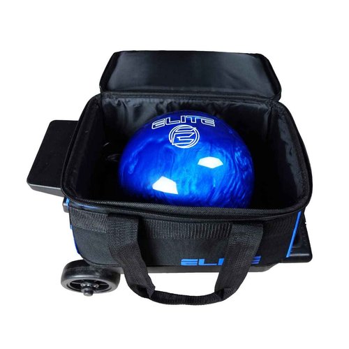 ELITE Basic Single 1 Ball Roller Bowling Bag with Rolling Wheels Holds Bowling Shoes up to US Size 10.5 Mens (Pink)