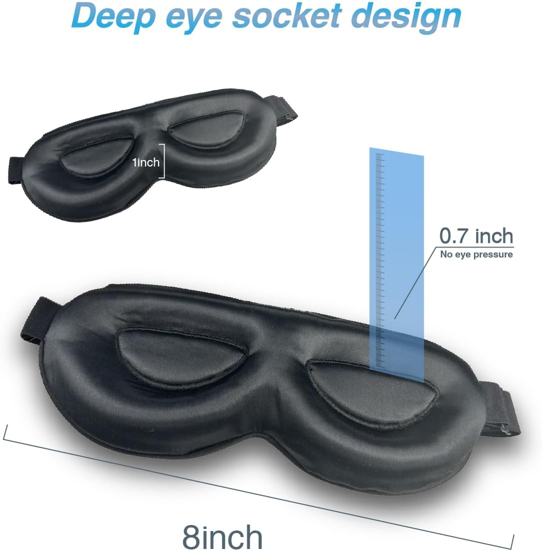PROMEED Adjustable 100% Mulberry Silk Sleep Mask 23 Momme, 3D Contoured No-Pressure Cup Eye Mask for Sleeping, Super Soft Breathable Blindfold, Perfect Blocks Light for Sleeping (White)