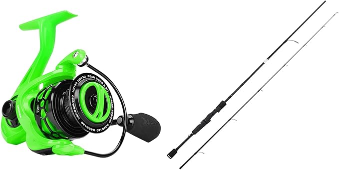KastKing Zephyr Spinning Reel Green Size 2000 & KastKing Crixus Fishing Rods, Spinning Rod 6ft 6in-Medium - Fast-2pcs