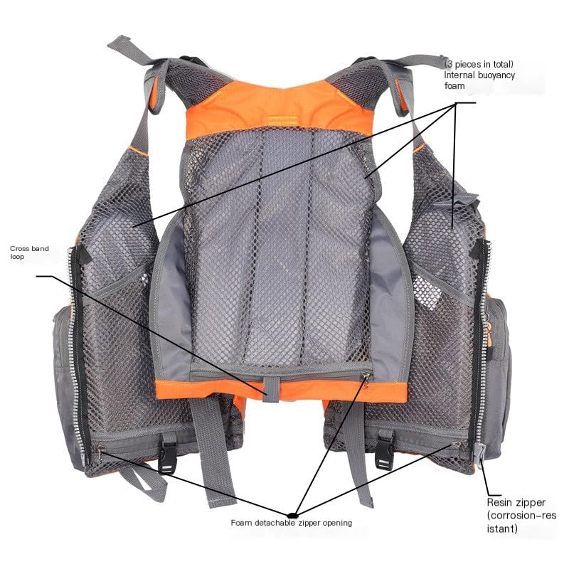 JKSPORTS Fly Fishing Vest - Fishing Safety Life Jacket for Swimming, Sailing, Boating, Kayak - Floating Multifunction Brea...