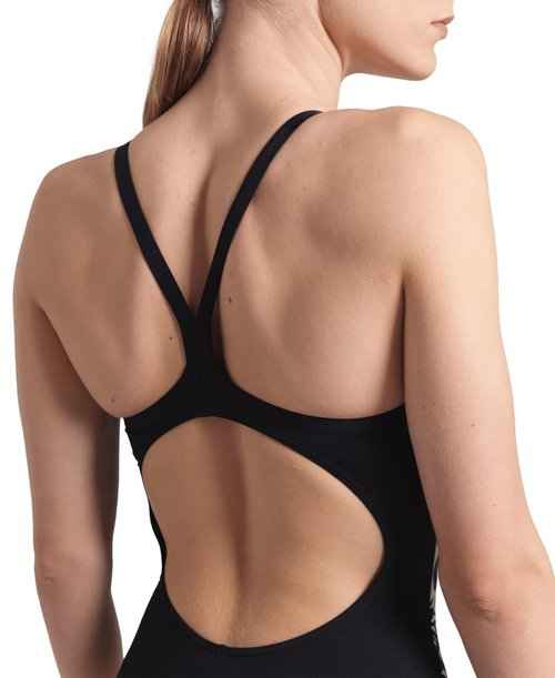 ARENA Performance Butterflies Women's Swimsuit Light Drop Back One Piece MaxLife Training Suit Competitive Ladies Bathing Suit, Black/Black Multi, US Size 36