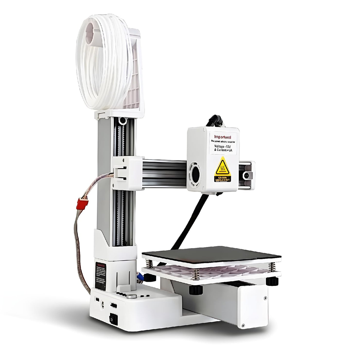 Beginner 3D Printer, Small 3D Printer, Easy Usage, Efficient Heating, Compact Size, High Resolution, for Educational Projects, Robust Design, Including Beginner's Manual (White)