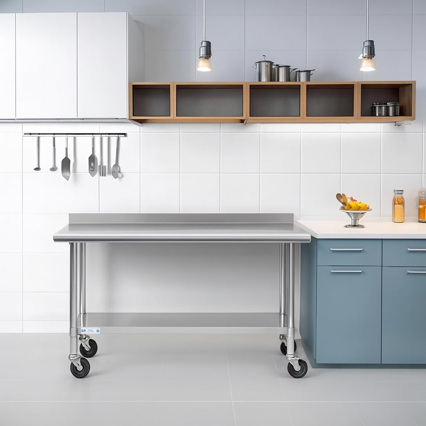 Stainless Steel Table for Prep & Work 24 x 72 Inches with Caster Wheels, NSF Commercial Heavy Duty Table with Undershelf and Backsplash for Restaurant, Home and Hotel