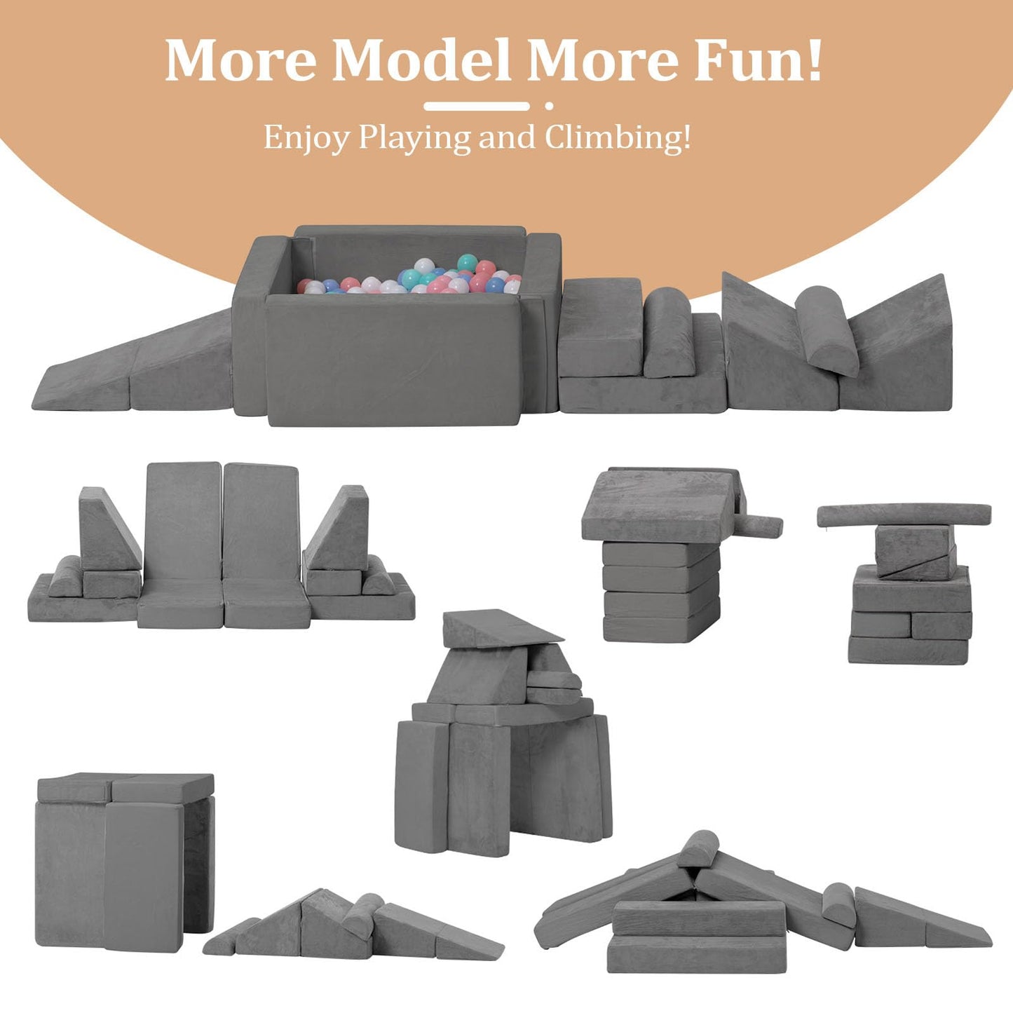 Kids Couch Toddler Sofa, Modular Kids Play Couch, Convertible Foam Climbing Sofa for Toddlers, Foam Climbing Blocks for Boys and Girls