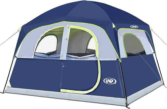 UNP Tents 6 Person Waterproof Windproof Easy Setup,Double Layer Family Camping Tent with 1 Mesh Door & 5 Large Mesh Window...