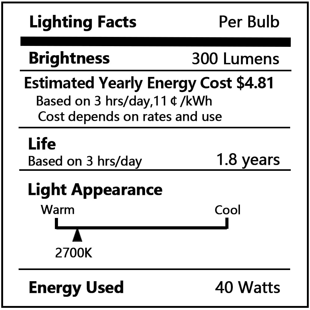 Potanro E12 Incandescent Light Bulbs 40Watt Warm White 2700K, 300 Lumens Candelabra Light Bulbs Dimmable Decorative Chandelier for Ceiling Fan, Pendants (40W-12Pack)