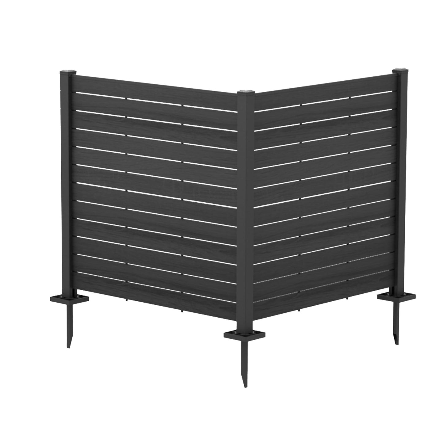 Kozyard 50" W x 48" H Outdoor Privacy Screens Aluminum Post, Air Conditioner Fence Panels, Pool Equipment Enclosure, Trash Can Screens Fence Kit for Outside Backyard Patio (Black/ 2 Panels)