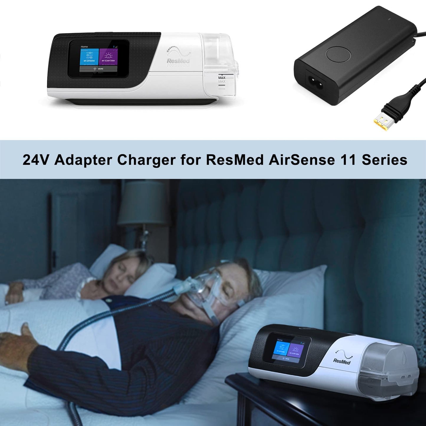 65W 24V 2.71A Power Supply Charger Compatible with ResMed AirSense 11 AutoSet Elite CPAP Air11 65W 39205 E1399 ResMed 390010 R390-7230 Power Cord resmed airsense 11 Charger
