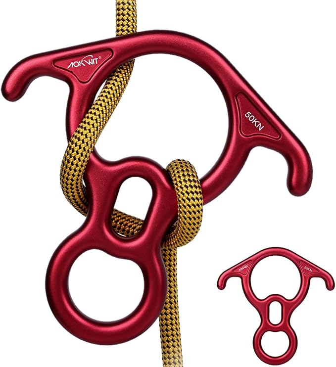 50KN Rescue Figure, 8 Descender Large Bent-Ear Belaying and Rappelling Gear Belay Device Climbing for Rock Climbing Peak R...