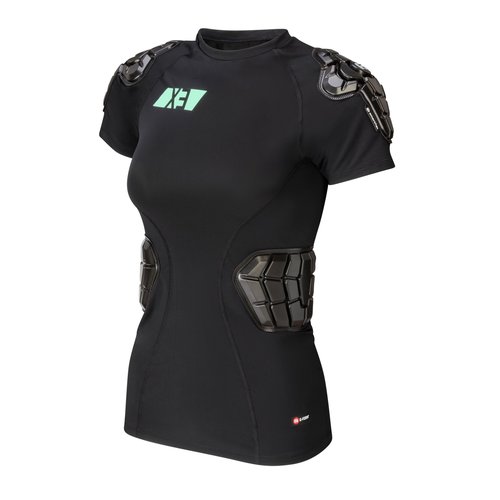 G-Form Women's Pro-X3 Short Sleeve Shirt - Padded Compression Shirt for MTB - Bike Undershirt with Shoulder & Rib Protection- Bike Undershirt with Shoulder & Rib Protection - Black, Adult Small