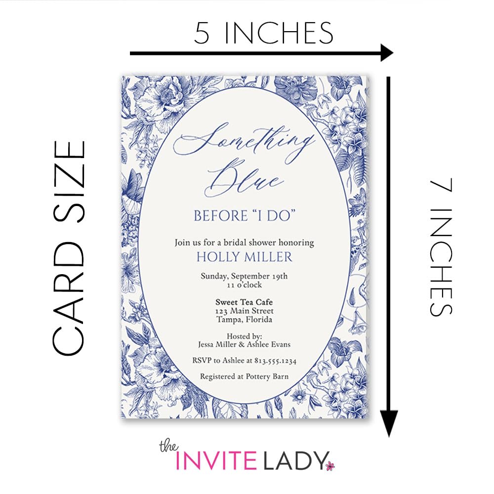 Something Blue Before I Do Bridal Shower Invitations Customized Invites 5x7 With Envelopes (12 count)