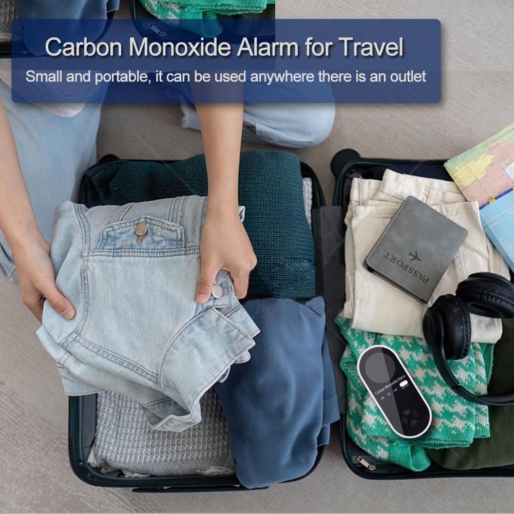 KH Alert 3 in 1 Carbon Monoxide Detector, KH Alert Portable Carbon Monoxide Detectors for Travel, Plug in Carbon Monoxide Detector with Temperature Humidity Sensor Built-in, Easy to Read & Install