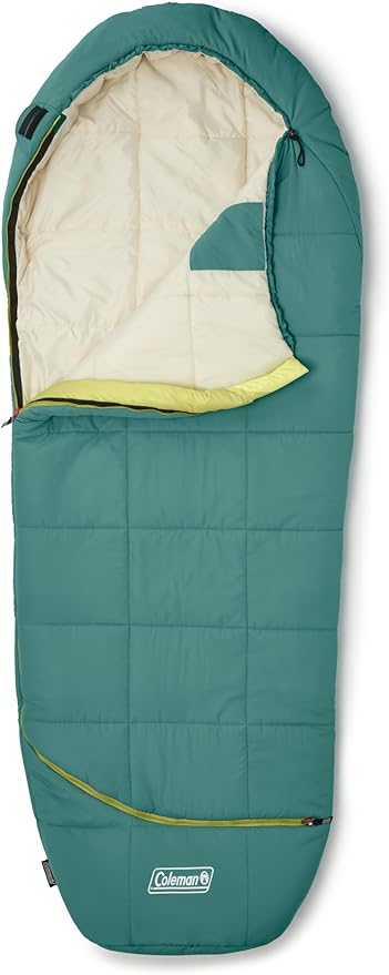 Coleman Big Bay 0/20/40°F Cold-Weather Sleeping Bag, Adult Mummy Sleeping Bag with Headrest, Foot Ventilation, & Storage S...