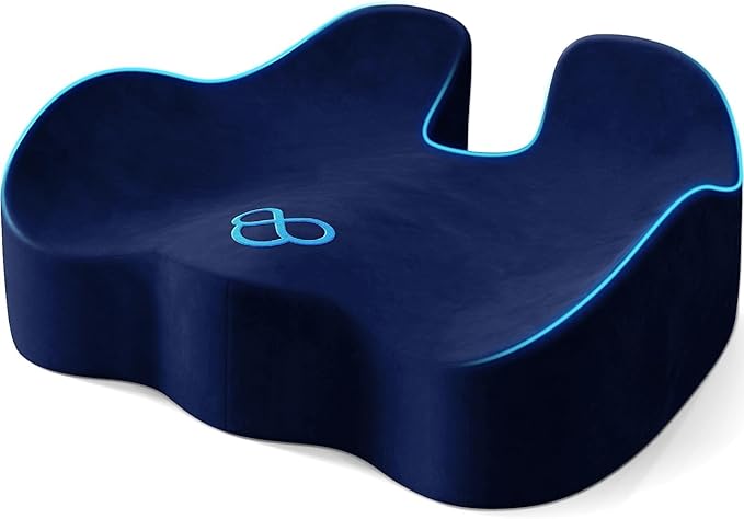 SofterCharm Seat Cushion with Carry Handle, Memory Foam for Tailbone/Sciatica Easing, Chair Cushions for Cars, Desks, Office Chair Cushion with Non-Slip Design, Ideal for Post-Surgery Recovery (Blue)