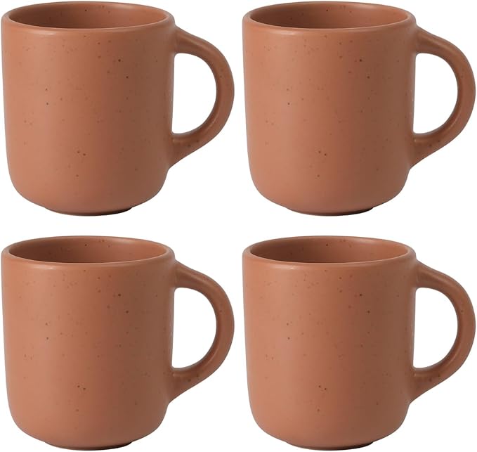 Bloomhouse - Two Time Oprah's Favorite Things Winner - Corsica Clay 4-Piece Mug Set – Burnt Apricot Terracotta Stoneware C...
