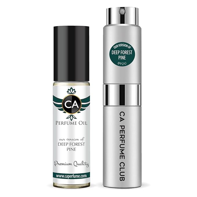 CA Perfume Duo Impression of Deep Forest Pine For Women And Men Perfume Layering Set Long Lasting Travel Size EDP + Body Oil Roll-On Bottle 0.27 Fl Oz+0.33 Fl Oz