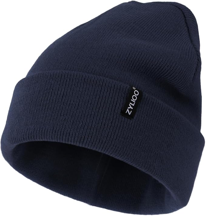 Zylioo Oversize Beanie Hats, XXL Big Size Ribbed Knit Cuffed Winter Hat for Cold Weather, Warm Skull Watch Cap