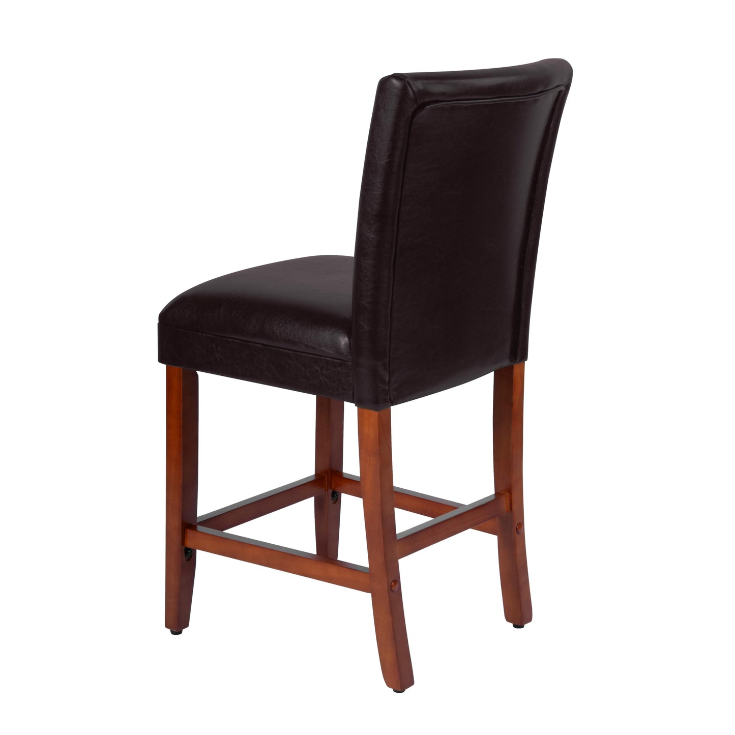Homepop Home Decor | Classic Counter Height Bar Stools | Faux Leather 24 Inch Bar Stools | Decorative Home Furniture (Brown Faux)