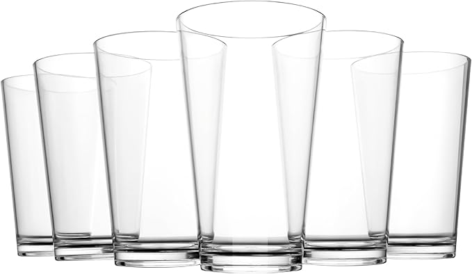 WEXINHAO Clear Drinking Glasses - Unbreakable Acrylic Glasses Drinkware 18 oz set of 6 - BPA Free Dishwasher Safe Reusable...