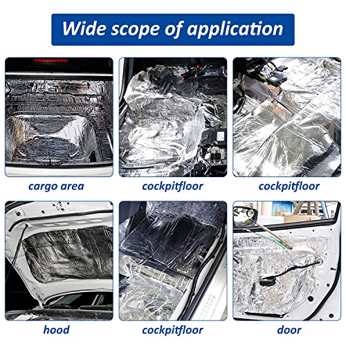 Car Heat Sound Deadening Insulation Mat, - 394 Mil 10.8 Sqft Automobile Sound Deadening & Heat Insulation Material for Aut...