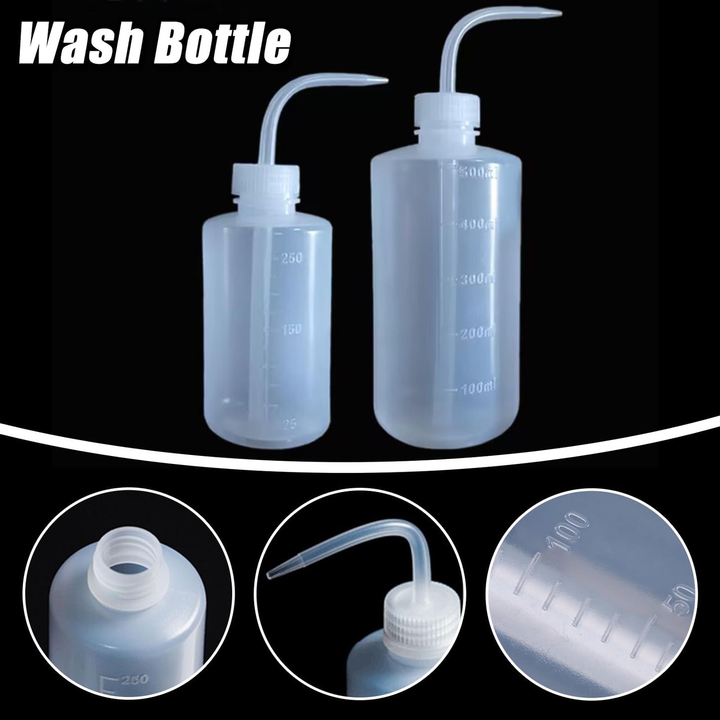 YONGDA Squeeze Bottles 2-Pack (500ml/16.9oz) Heavy-Duty Squirt Bottle for Cleaning, Plant Watering & Lab Use, Leak-Proof LDPE Wash Bottles with Measurement Scale