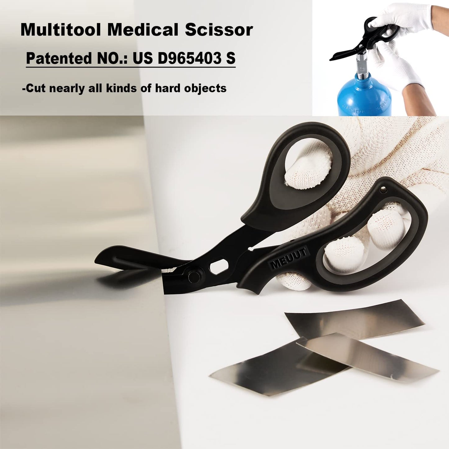 MEUUT 3 Pack Medical Scissors and penlights for Nurses with Four Batteries-One 8" Patented Trauma Scissor Bandage Scissor Two LED Pen lights for Nurse Doctor EMT First Aid
