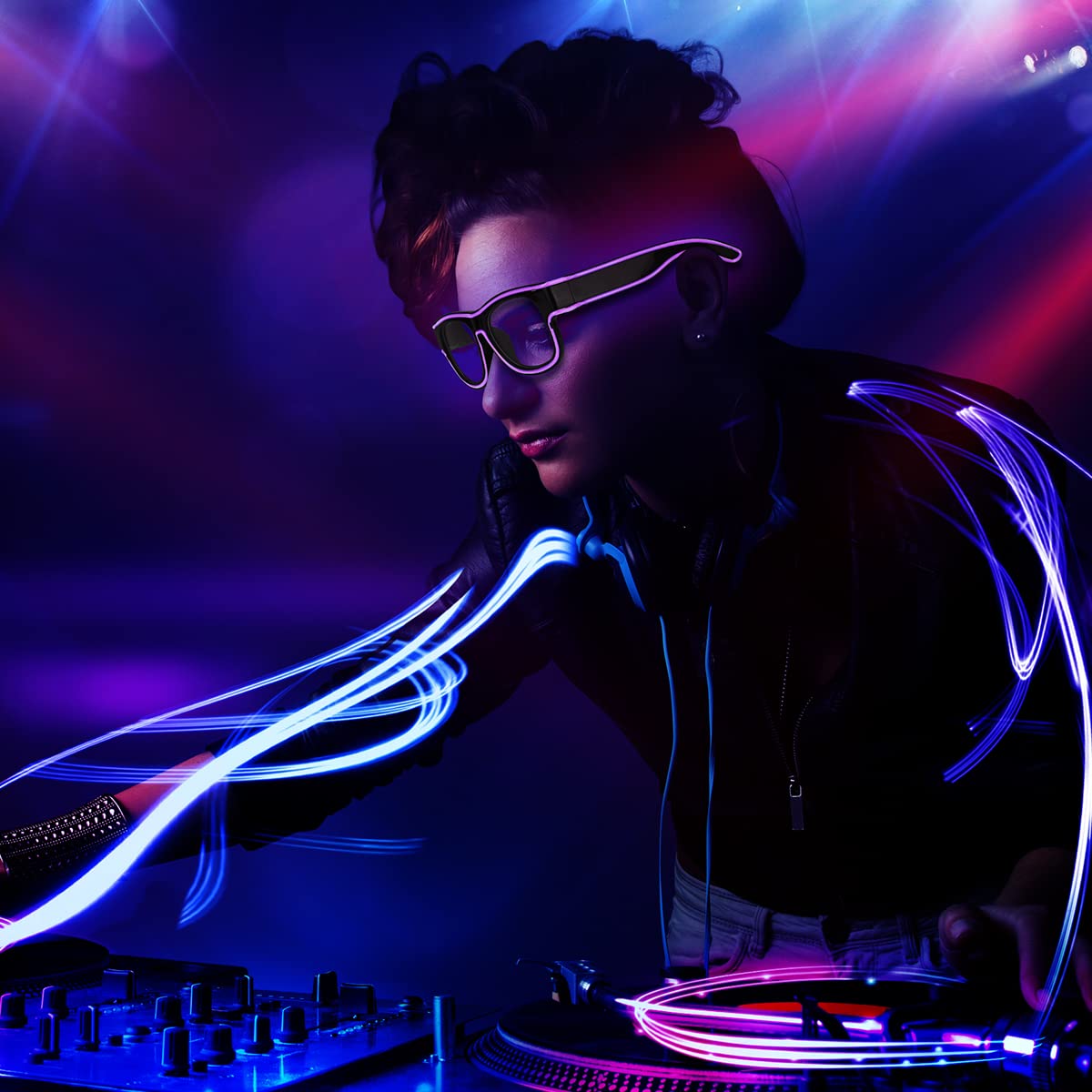 Ainiv Light Up Glasses 3 Flash Modes LED Luminous Glasses Neon Party Glasses Rave Glasses Glow in the Dark for Parties, DJ, EDM, 80s, Halloween, Christmas, Festival, Carnival, Birthday
