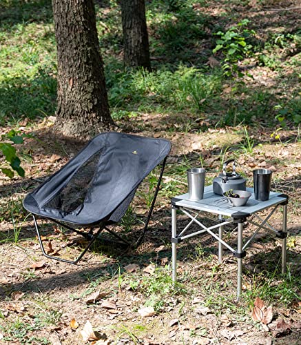 iClimb 1 Folding Table and 1 Low Folding Chair Bundle, Ultralight Compact for Single Person Outdoor Backpacking Camping Hi...