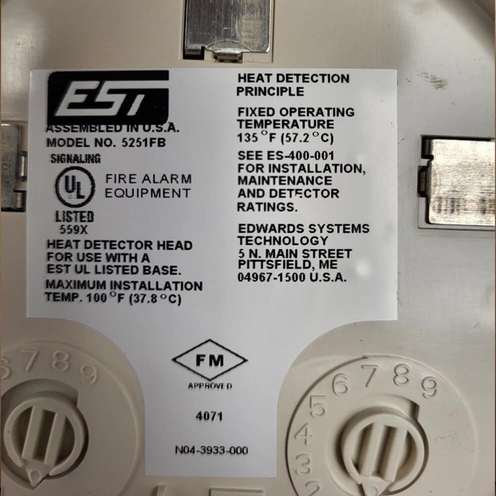 New EST 5251FB Intelligent Fixed Temp Heat Detector 5251FB
