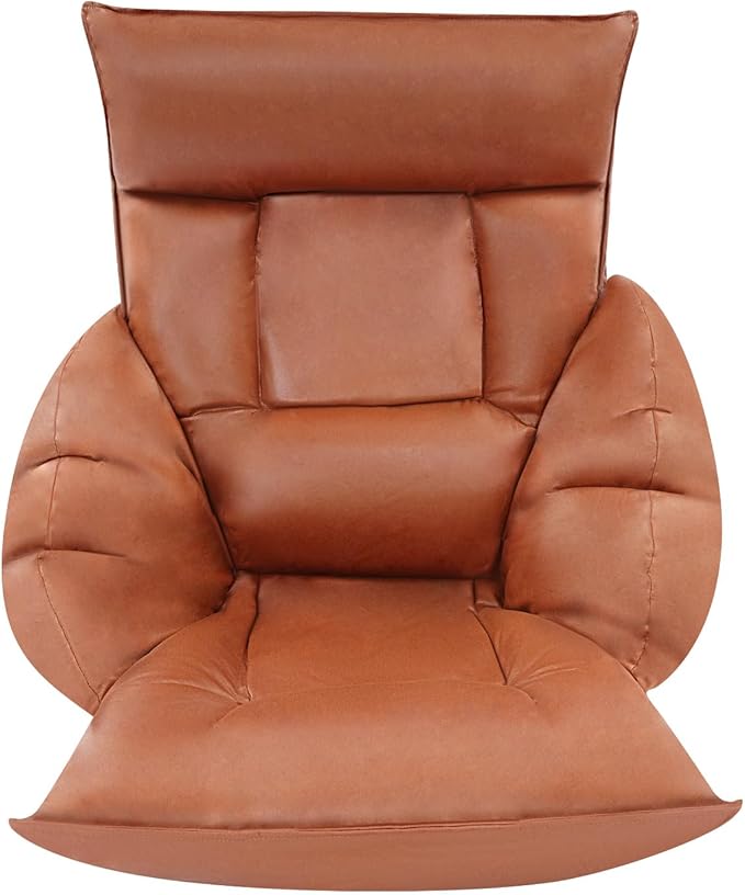Floor Chair with Back Support, Folding Sofa Chair with 5 Adjustable Position, Cozy Tatami Human Bed with 5 Adjustable Positions for Living Room, Bedroom, Coffee Color