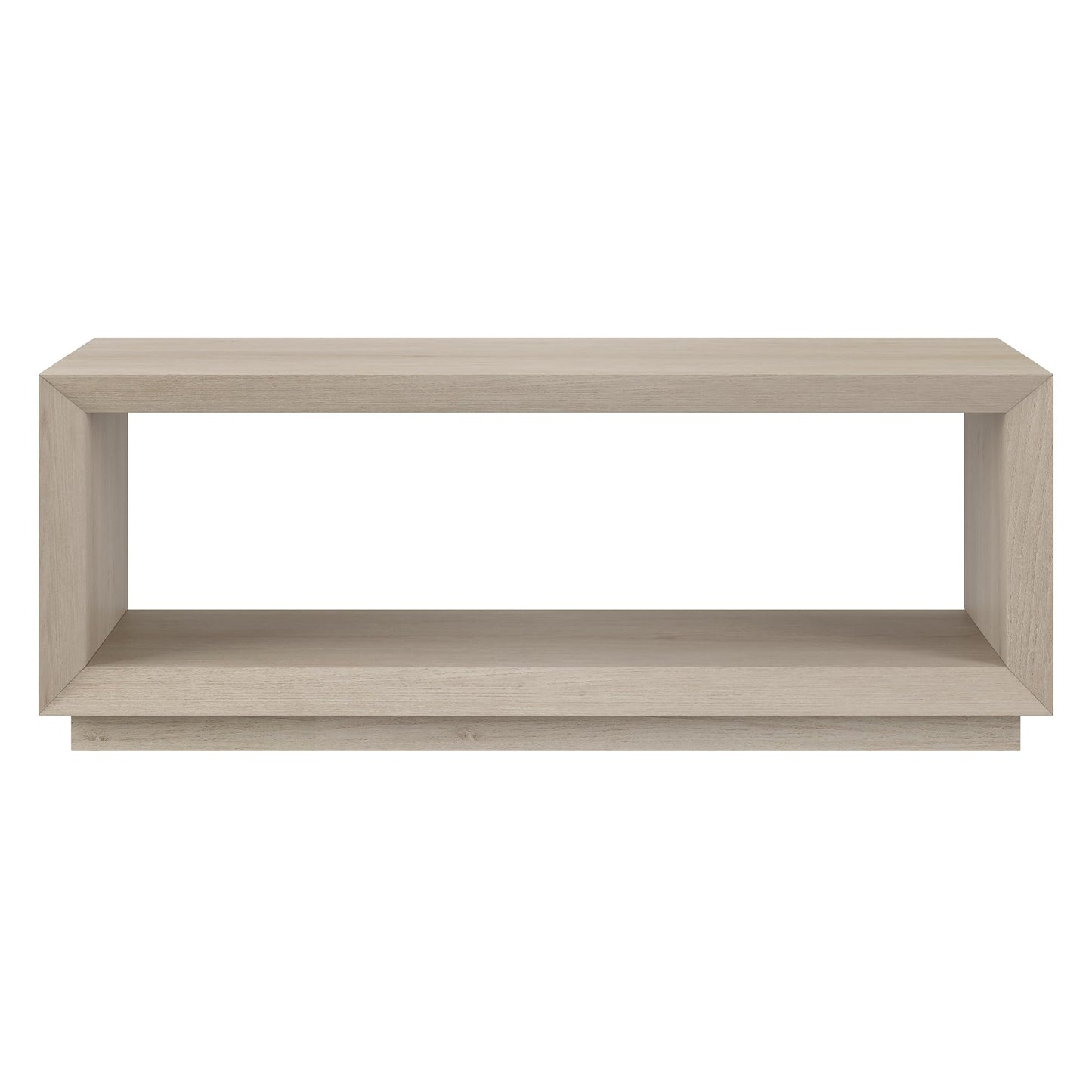 Henn&Hart 48" Rectangular Coffee Table with Open Storage Shelf for Living Room, Family Room, or Office, Beech White