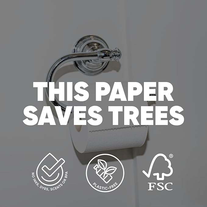 Save Trees Bamboo Toilet Paper - 12 Rolls Of Organic Toilet Paper, 3-ply, 300 Sheets Per Roll - PFAS Free, FSC Certified, Plastic Free, Vegan & Chemical Free Bamboo TP